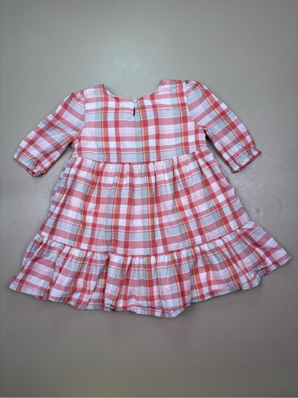 OshKosh B’gosh Pink Plaid Tiered Dress Girls 18M Long Sleeve